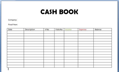 Cash Book Format And Example Of Cash Flow Report