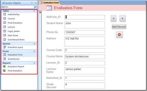 Make Database Application Form In Access AddictiveTips