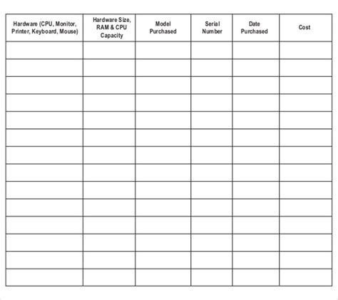 IT Inventory Template Free Word Excel Documents
