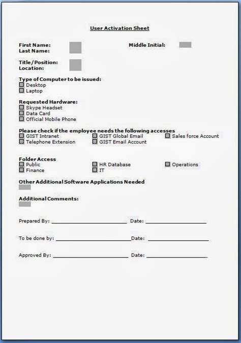 Access Control Form Template