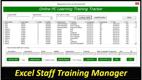 Staff Training Manager Database Excel Userform Online