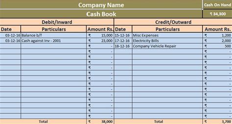 Download Simple Cash Book Excel Template ExcelDataPro