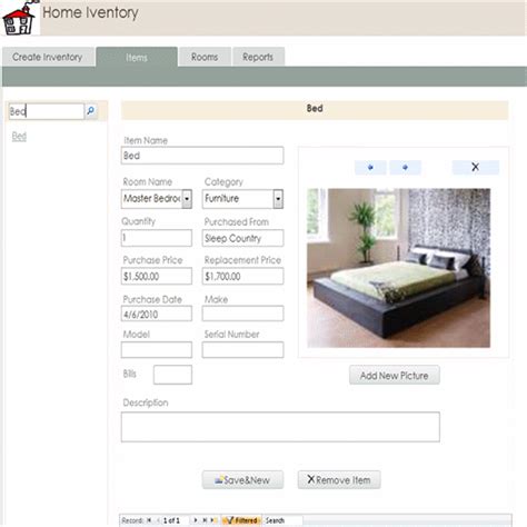 Free Home Inventory Database Template Inventory Database