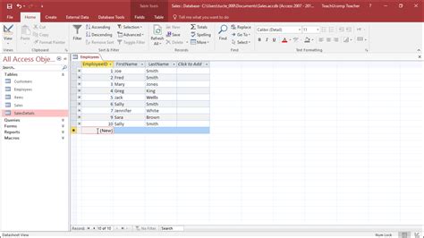 Add Records To A Table In Datasheet View In Access