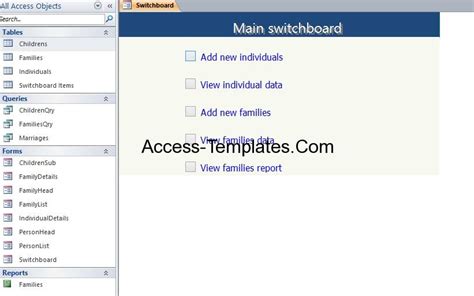 Family Tree Template Genealogy For Microsoft Access