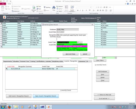 DB Pros HR Tracking Database Software Screenshots By DB