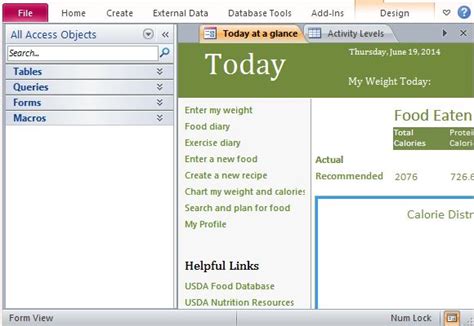 Desktop Nutrition Tracking Database Template For Access