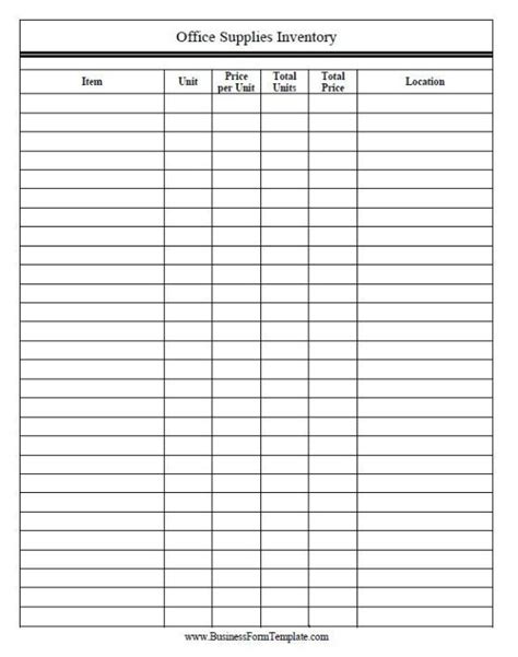 Office Supplies Inventory Sheet Template Templates