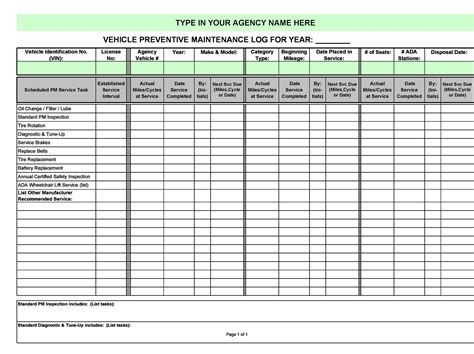 Printable Vehicle Maintenance Log Templates TemplateLab