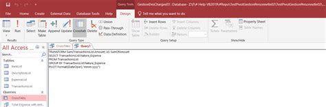VB Query Syntax To Create Crosstab With Access