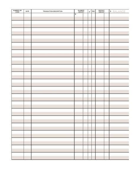 Checkbook Register Templates Free Printable