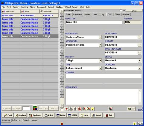 Issue Tracking Organizer Deluxe Simple Issue Tracking