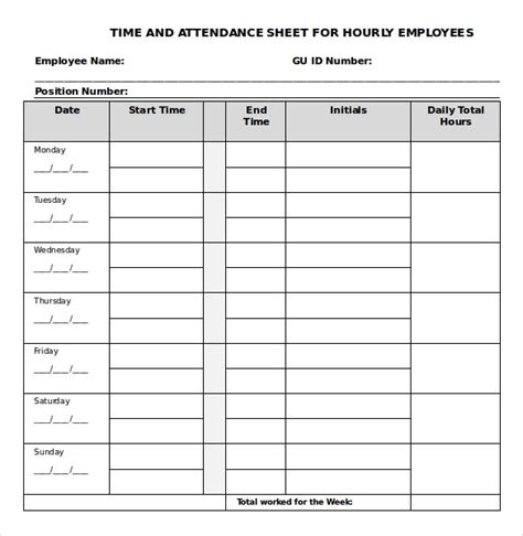 Daily Timesheet Templates Free Sample Example