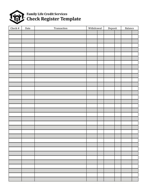 Checkbook Register Templates Free Printable