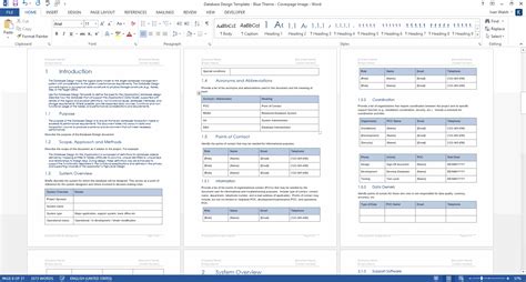 Database Design Document MS Word Template MS Excel Data