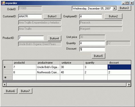 Order Form With Northwind