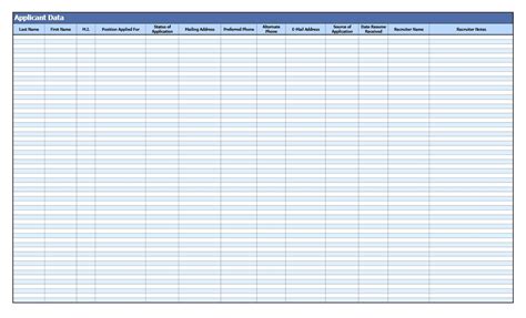 Recruitment Applicant Data Log Template EXCELTEMPLATES