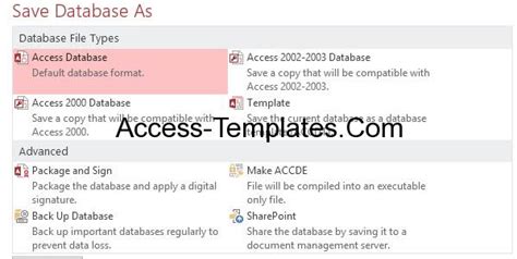 File Extension Of MS Access Version Access