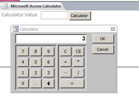 Microsoft Access Calculator Database Popup Calculator Form