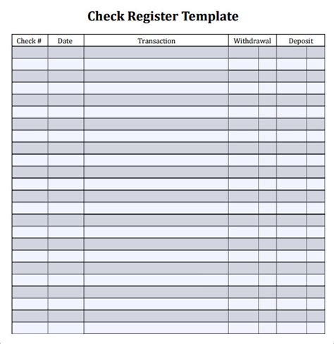 FREE Sample Check Register Templates In PDF