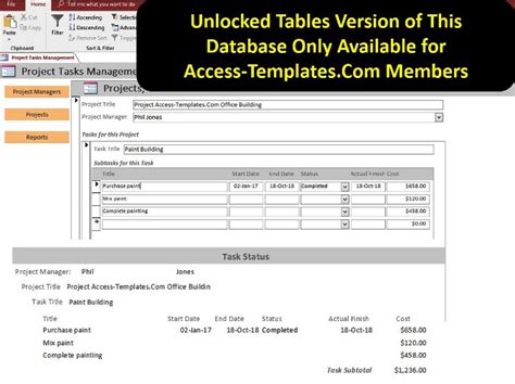 Microsoft Access Project And Task Management Database