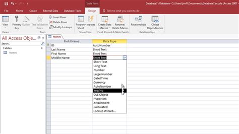 Create Tables And Fields In Microsoft Access Database