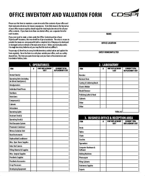 Office Inventory Templates Free Sample Example