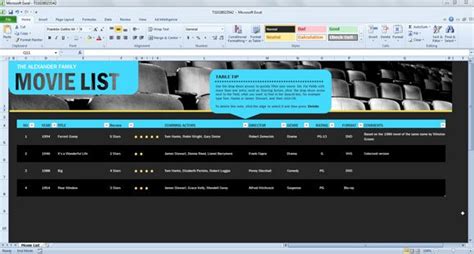 Movie List Spreadsheet Template For Excel