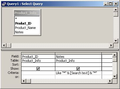 MS Access Create A Parameter Query That Performs A