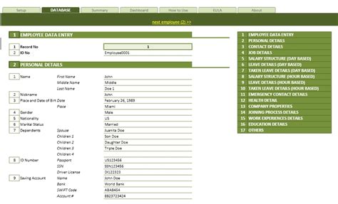 Employee Database Management Template Excel Templates