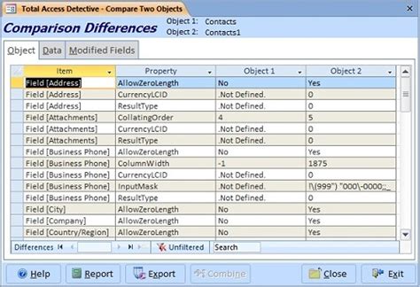 Compare Two Microsoft Access Tables For Design And Data