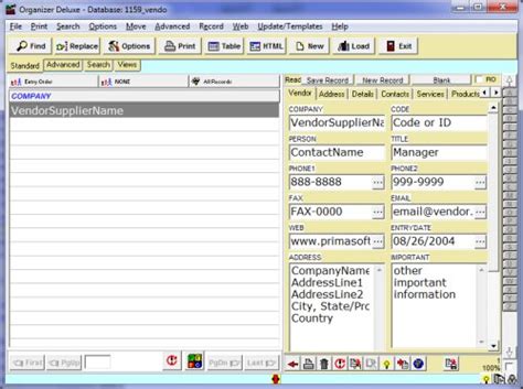 Free Vendor Supplier Manager Database Template For