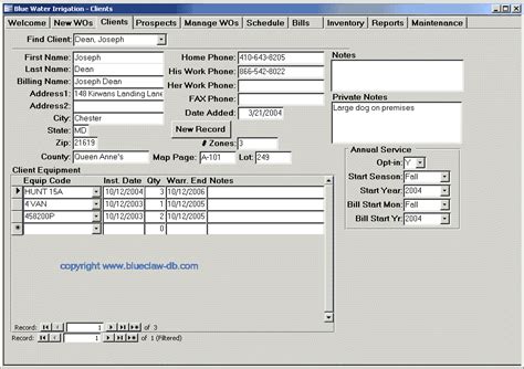 Work Order Template Database Blue Claw Database Development