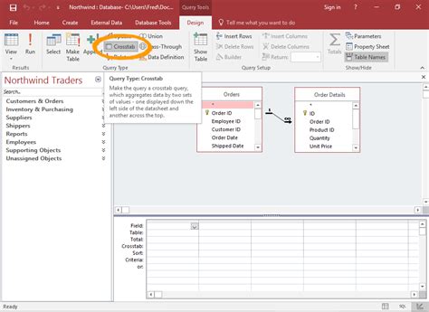 How To Create A Crosstab Query In Design View In