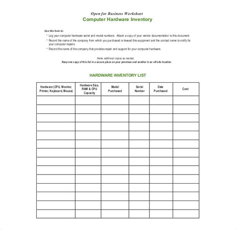 Inventory Form Template Free Excel Word PDF