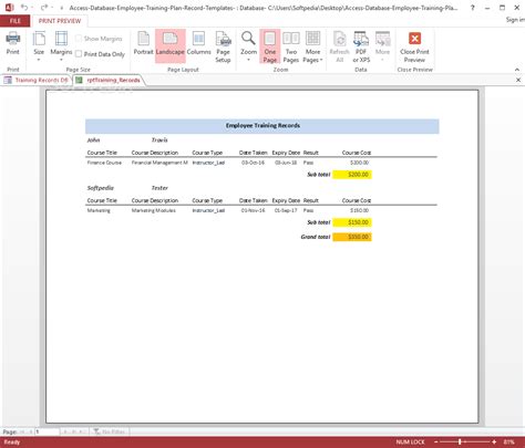 Download Employee Training Plan And Record Access Database