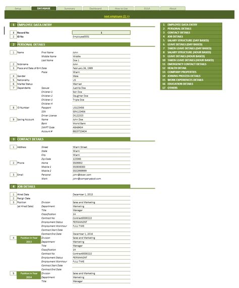 Employee Database Excel Template ExcelTemplate