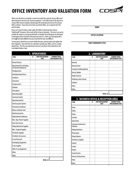 Dental Office Inventory Templates At