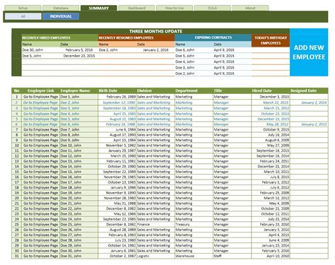 Employee Database Excel Template ExcelTemplate