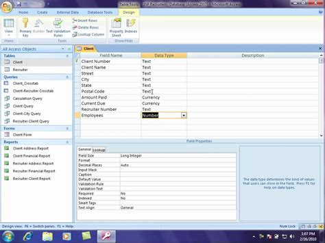 Microsoft Access Table Data Types And Field
