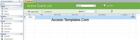 Microsoft Access Event Management Template Database