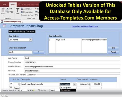 Access Database Computer Repair Shop Software Templates