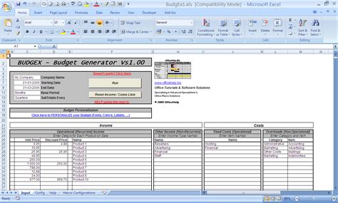 Download Budget Template Microsoft Office Free