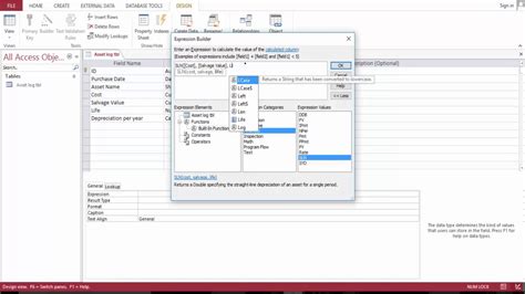 Database Straight Line Deprecation Built In Function With