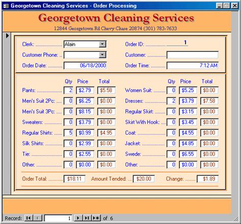 Microsoft Access Applications Georgetown Cleaning Services