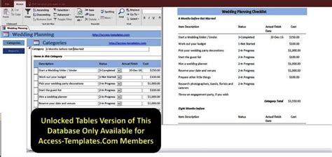 Access Database Wedding Planning Checklist With Timeline