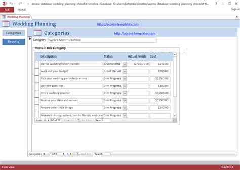 Download Wedding Planning Checklist Access Database