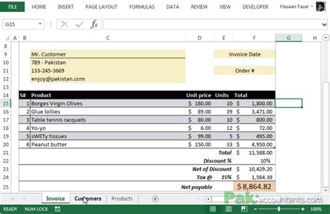 FREE Excel Invoice Template V With Customer And Product