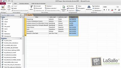 Microsoft Access Requ Te Et Utilisation De