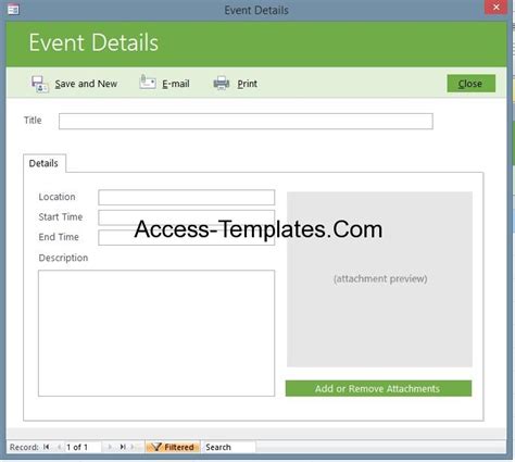 Microsoft Access Event Management Template Database